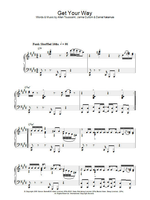 Learn to play Jamie Cullum Get Your Way sheet music for Piano Solo in minutes. Price: 7.8900$ Jamie Cullum Get Your Way sheet music notes and chords arranged for Piano Solo