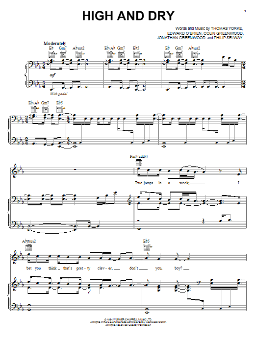 Jamie Cullum High And Dry sheet music notes and chords. Download Printable PDF.