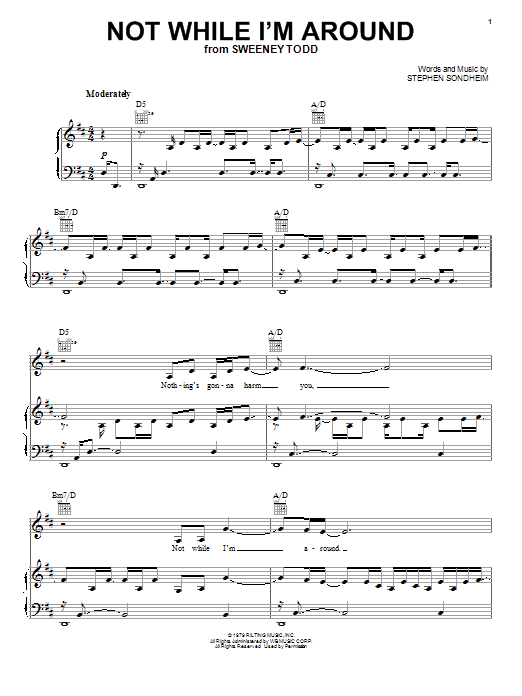 Jamie Cullum Not While I'm Around sheet music notes and chords. Download Printable PDF.