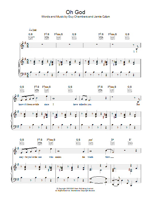 Learn to play Jamie Cullum Oh God sheet music for Piano, Vocal & Guitar Chords in minutes. Price: 7.8900$ Jamie Cullum Oh God sheet music notes and chords arranged for Piano, Vocal & Guitar Chords