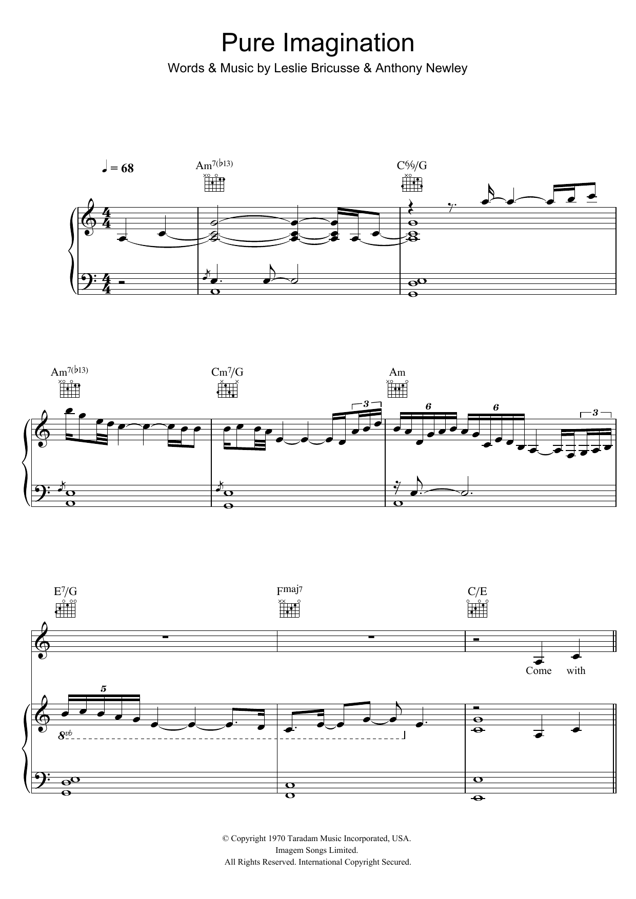 Jamie Cullum Pure Imagination (from Willy Wonka & The Chocolate Factory) sheet music notes and chords. Download Printable PDF.