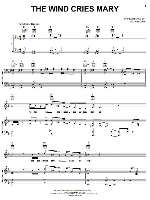 Learn to play Jamie Cullum The Wind Cries Mary sheet music for Piano, Vocal & Guitar Chords (Right-Hand Melody) in minutes. Price: 7.8900$ Jamie Cullum The Wind Cries Mary sheet music notes and chords arranged for Piano, Vocal & Guitar Chords (Right-Hand Melody)