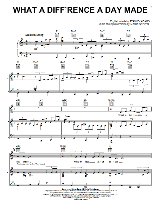 Jamie Cullum What A Diff'rence A Day Made sheet music notes and chords. Download Printable PDF.