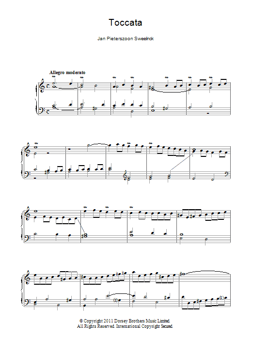 Learn to play Jan Pieterszoon Sweelinck Toccata sheet music for Piano Solo in minutes. Price: 7.8900$ Jan Pieterszoon Sweelinck Toccata sheet music notes and chords arranged for Piano Solo