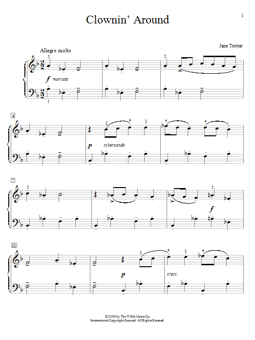 Jane Trotter Clownin' Around sheet music notes and chords arranged for Educational Piano