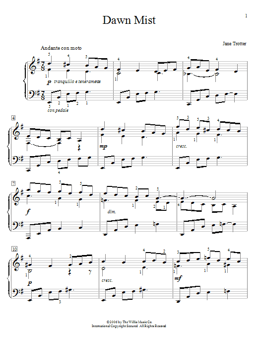Learn to play Jane Trotter Dawn Mist sheet music for Educational Piano in minutes. Price: 6.9900$ Jane Trotter Dawn Mist sheet music notes and chords arranged for Educational Piano