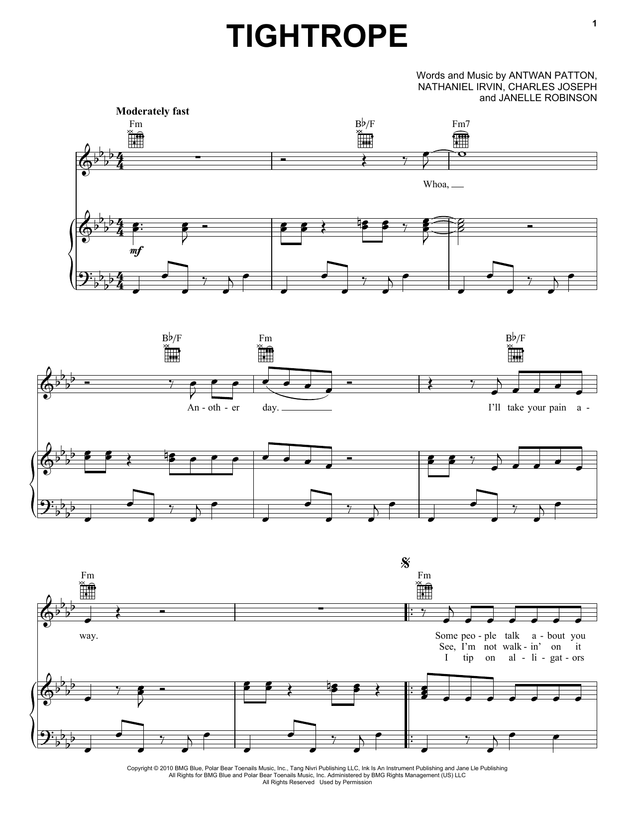 Janelle Monae Tightrope sheet music notes and chords. Download Printable PDF.