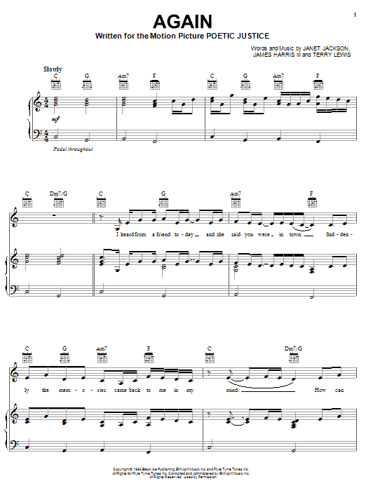 Janet Jackson Again sheet music notes and chords. Download Printable PDF.