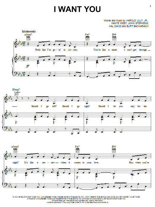 Learn to play Janet Jackson I Want You sheet music for Piano, Vocal & Guitar Chords (Right-Hand Melody) in minutes. Price: 7.8900$ Janet Jackson I Want You sheet music notes and chords arranged for Piano, Vocal & Guitar Chords (Right-Hand Melody)