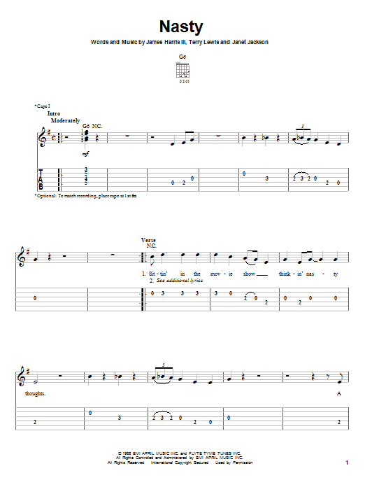 Janet Jackson Nasty sheet music notes and chords. Download Printable PDF.