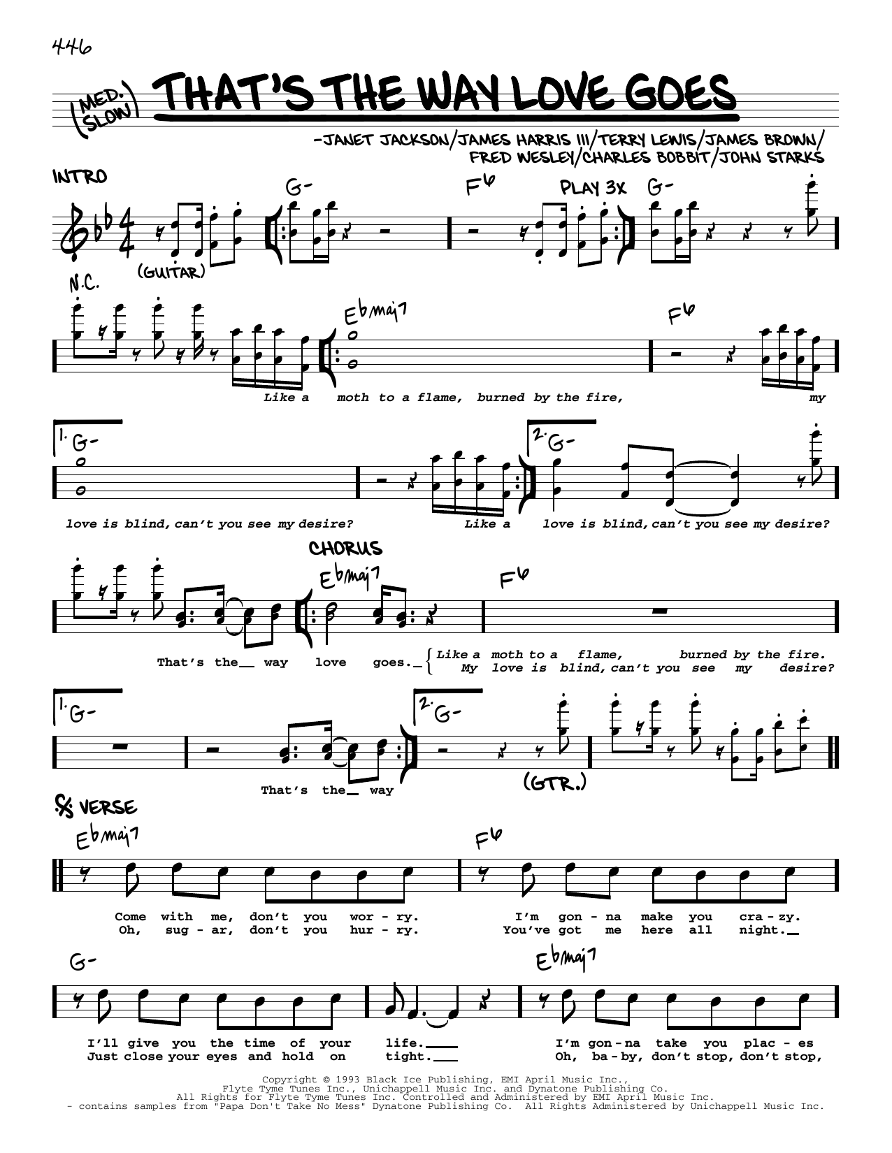 Janet Jackson That's The Way Love Goes sheet music notes and chords. Download Printable PDF.