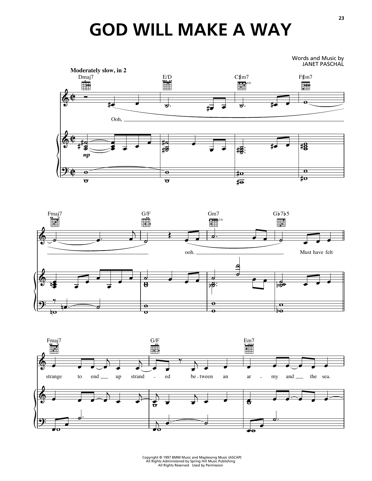 Janet Paschal God Will Make A Way sheet music notes and chords arranged for Piano, Vocal & Guitar Chords (Right-Hand Melody)