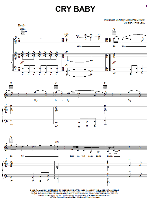 Janis Joplin Cry Baby sheet music notes and chords. Download Printable PDF.