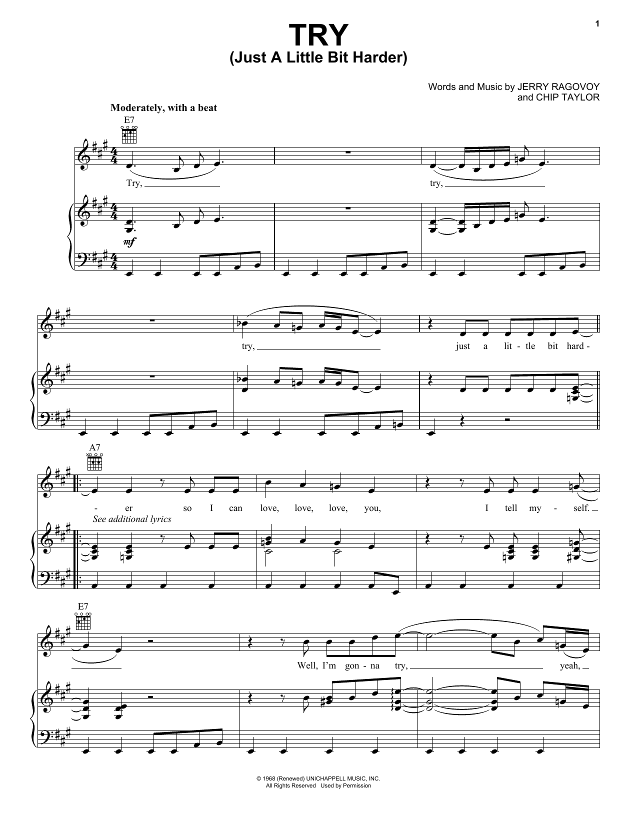 Janis Joplin Try (Just A Little Bit Harder) (from the musical A Night With Janis Joplin) sheet music notes and chords. Download Printable PDF.