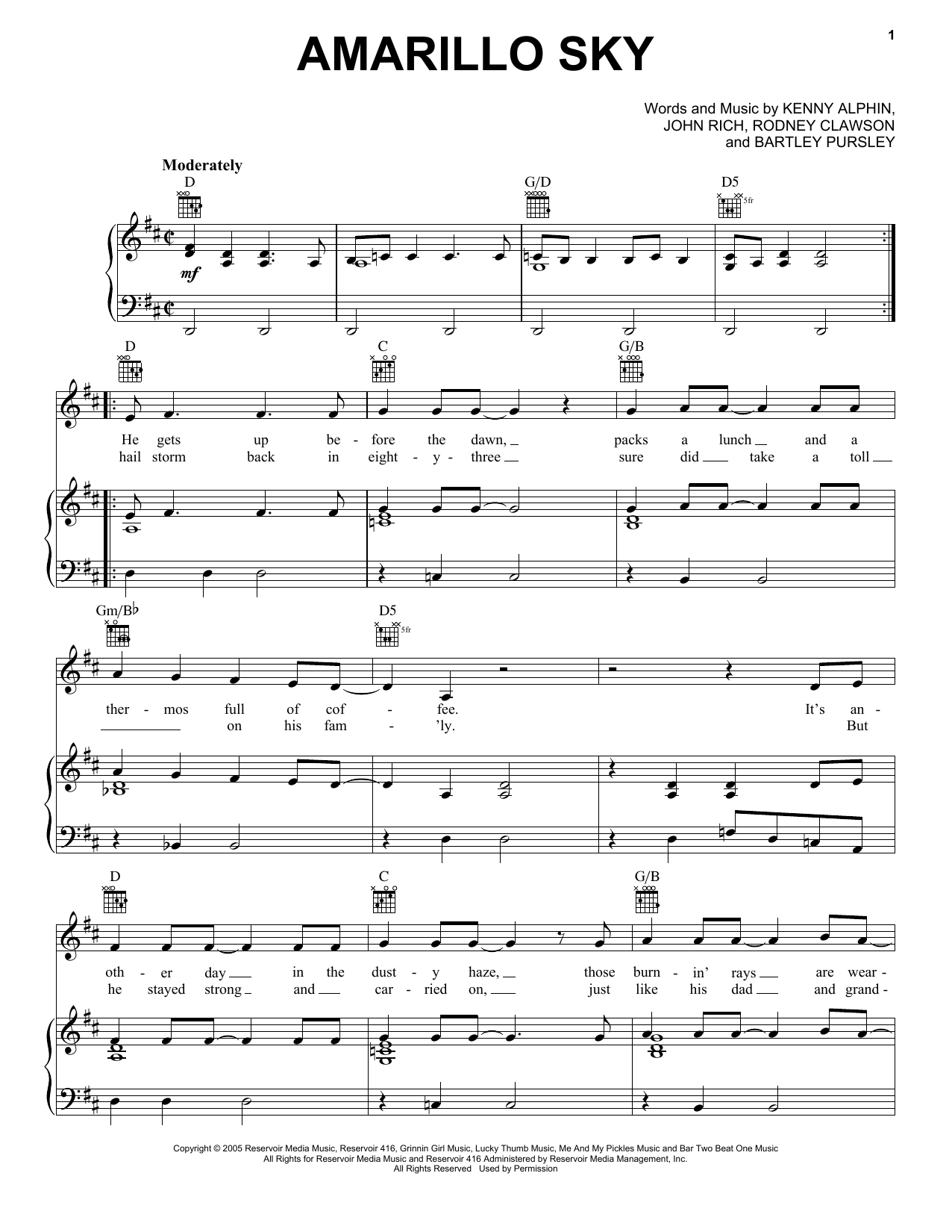 Jason Aldean Amarillo Sky sheet music notes and chords. Download Printable PDF.