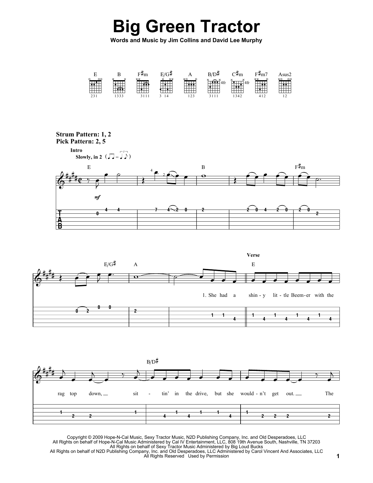 Jason Aldean Big Green Tractor sheet music notes and chords. Download Printable PDF.