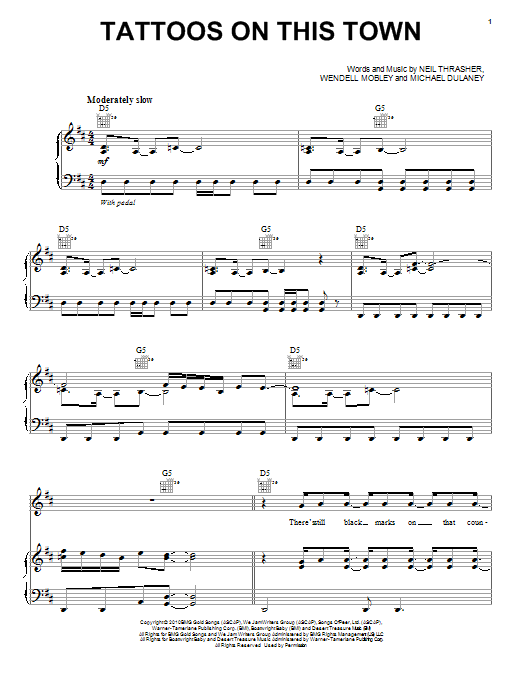 Learn to play Jason Aldean Tattoos On This Town sheet music for Piano, Vocal & Guitar Chords (Right-Hand Melody) in minutes. Price: 7.8900$ Jason Aldean Tattoos On This Town sheet music notes and chords arranged for Piano, Vocal & Guitar Chords (Right-Hand Melody)