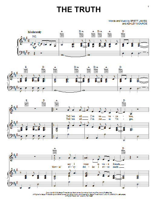 Jason Aldean The Truth sheet music notes and chords. Download Printable PDF.