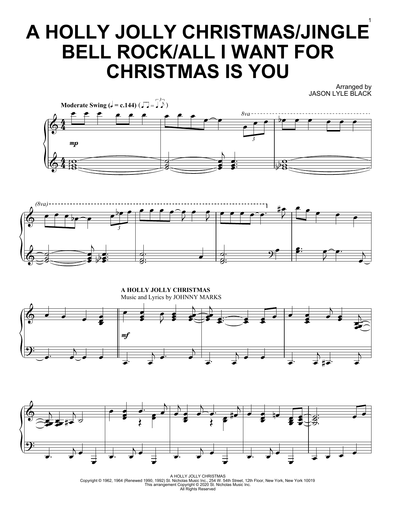 Jason Lyle Black A Holly Jolly Christmas/Jingle Bell Rock/All I Want For Christmas Is You sheet music notes and chords. Download Printable PDF.