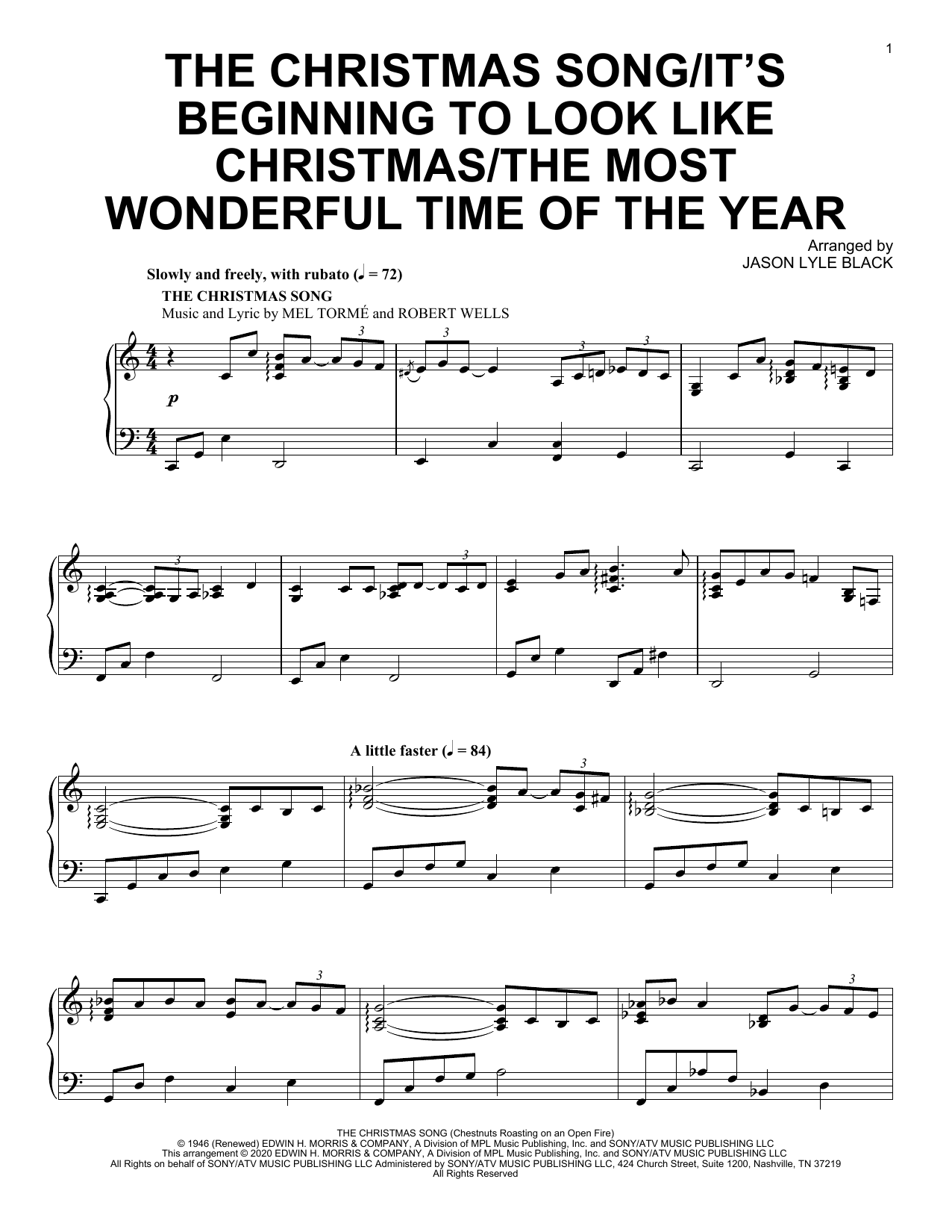 Jason Lyle Black The Christmas Song/It's Beginning To Look Like Christmas/The Most Wonderful Time Of The Year sheet music notes and chords. Download Printable PDF.