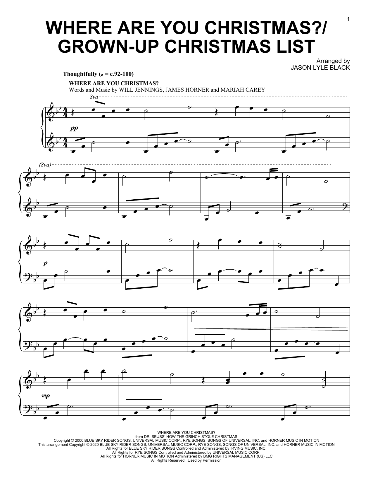 Jason Lyle Black Where Are You Christmas?/Grown-Up Christmas List sheet music notes and chords. Download Printable PDF.