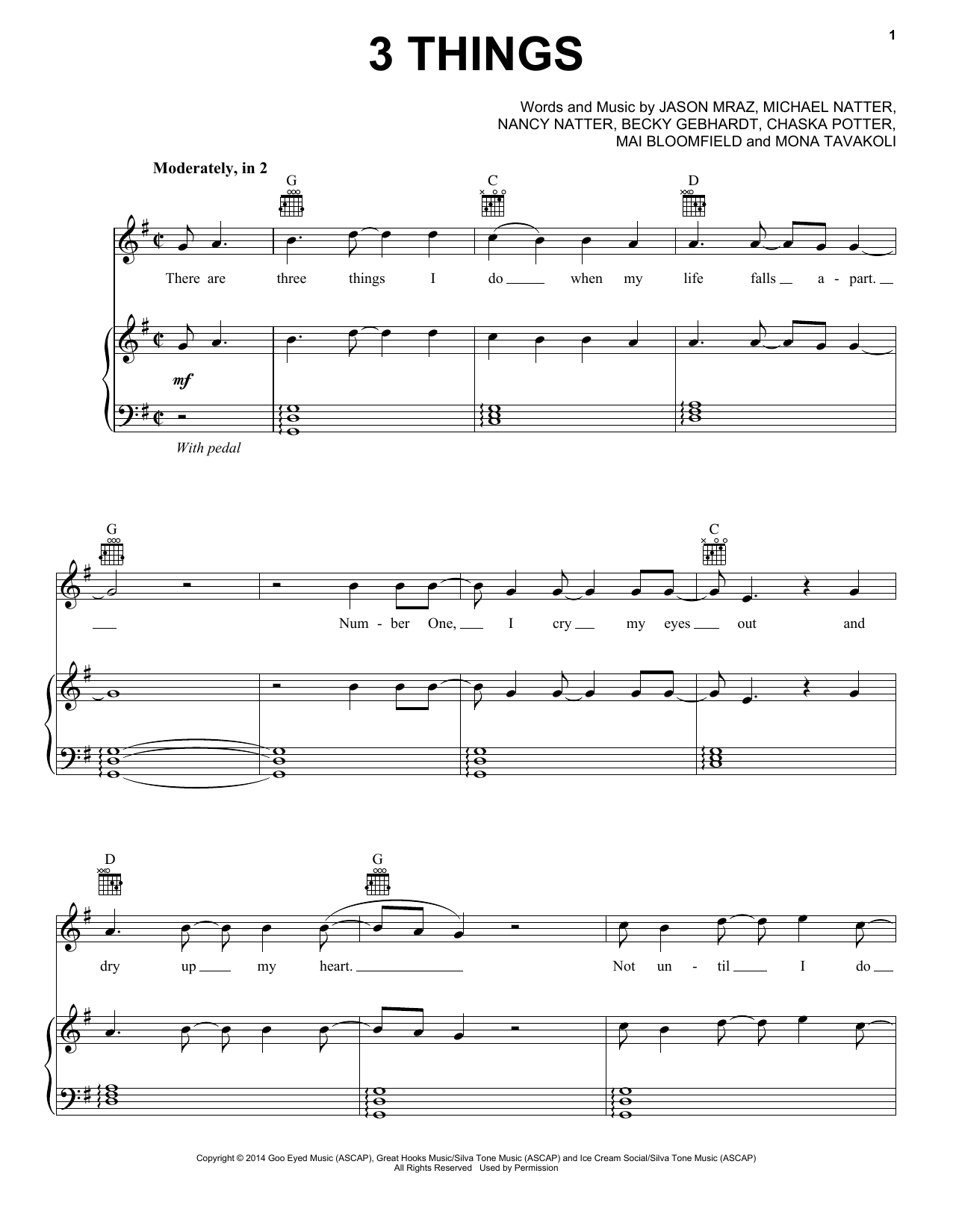 Learn to play Jason Mraz 3 Things sheet music for Piano, Vocal & Guitar Chords (Right-Hand Melody) in minutes. Price: 7.8900$ Jason Mraz 3 Things sheet music notes and chords arranged for Piano, Vocal & Guitar Chords (Right-Hand Melody)