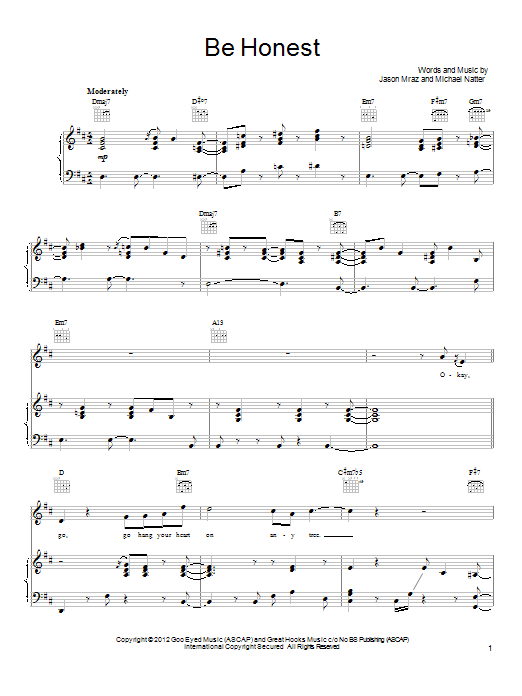 Learn to play Jason Mraz Be Honest sheet music for Guitar Tab in minutes. Price: 7.8900$ Jason Mraz Be Honest sheet music notes and chords arranged for Guitar Tab
