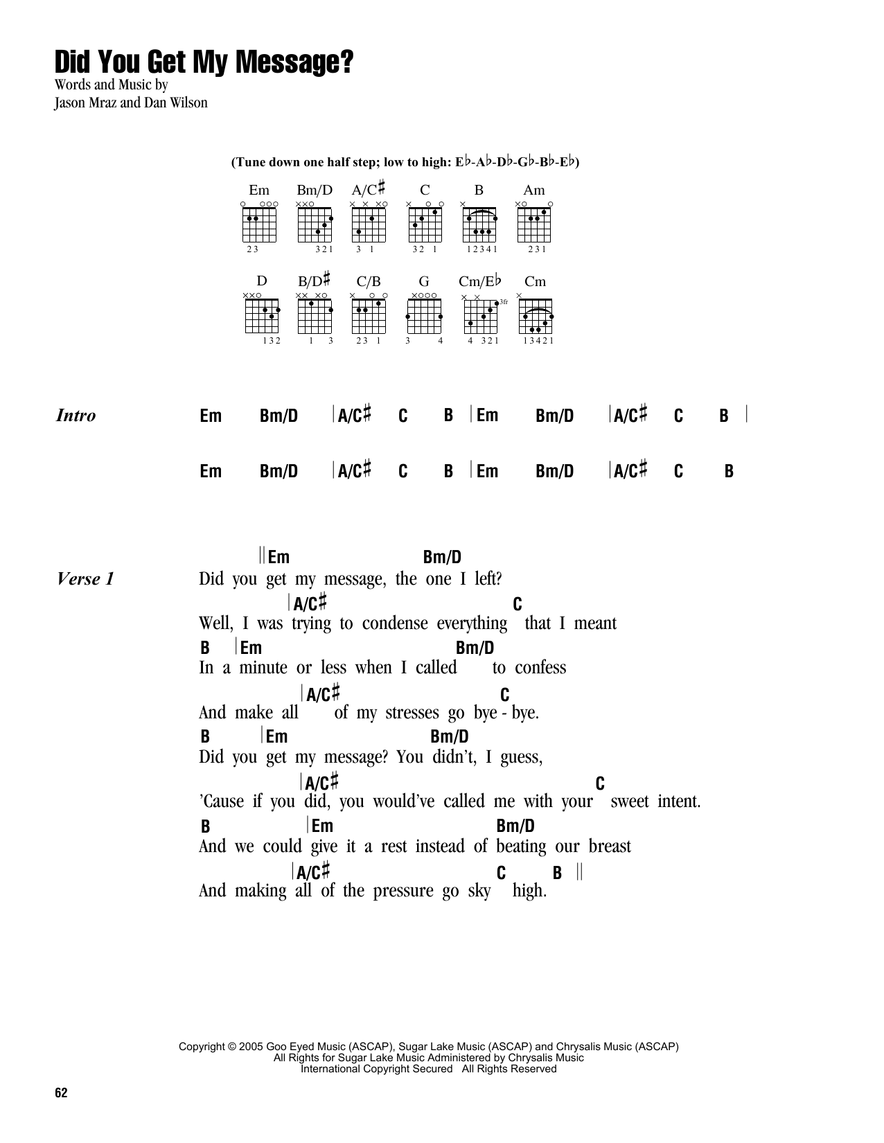 Jason Mraz Did You Get My Message? sheet music notes and chords. Download Printable PDF.