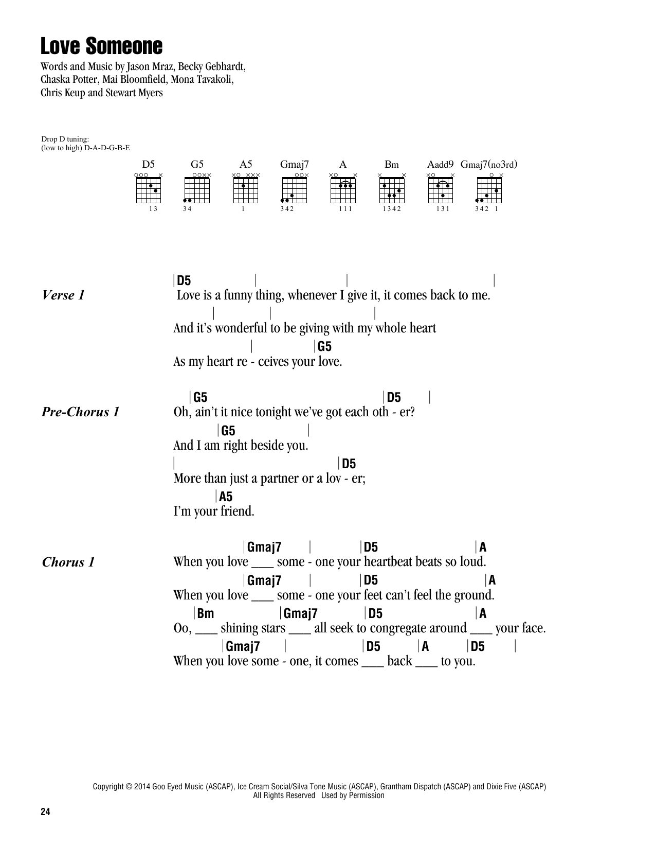 Jason Mraz Love Someone sheet music notes and chords. Download Printable PDF.