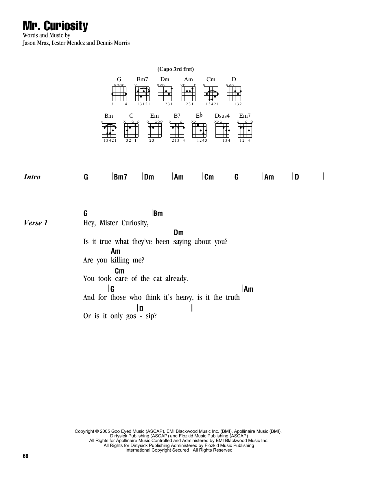 Jason Mraz Mr. Curiosity sheet music notes and chords arranged for Ukulele Chords/Lyrics