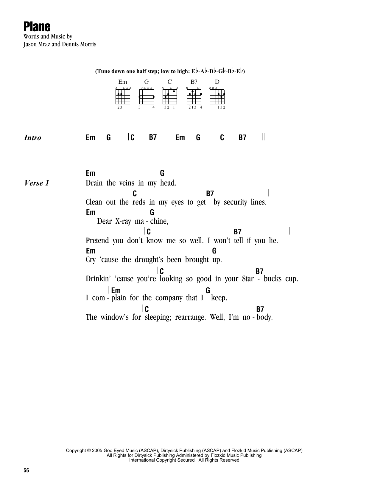 Learn to play Jason Mraz Plane sheet music for Guitar Chords/Lyrics in minutes. Price: 4.4900$ Jason Mraz Plane sheet music notes and chords arranged for Guitar Chords/Lyrics