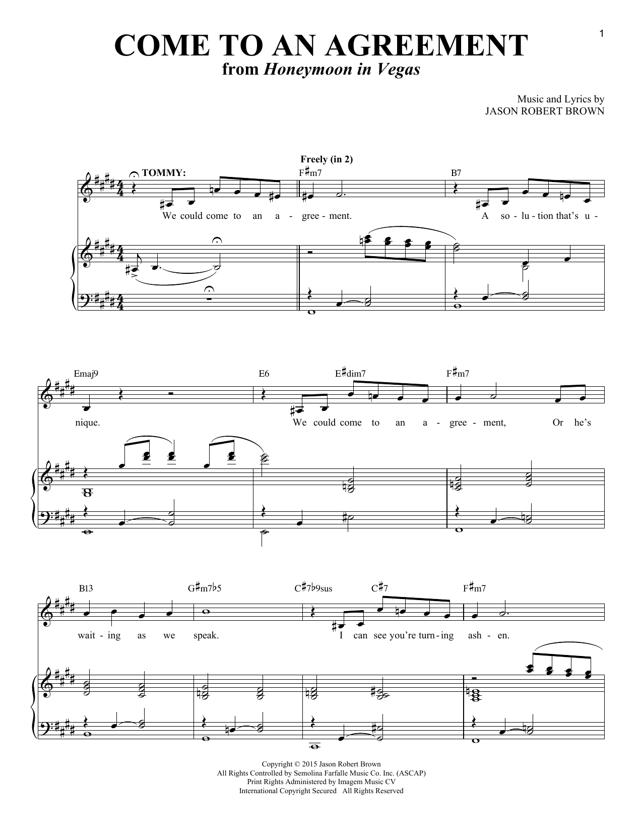 Jason Robert Brown Come To An Agreement sheet music notes and chords. Download Printable PDF.