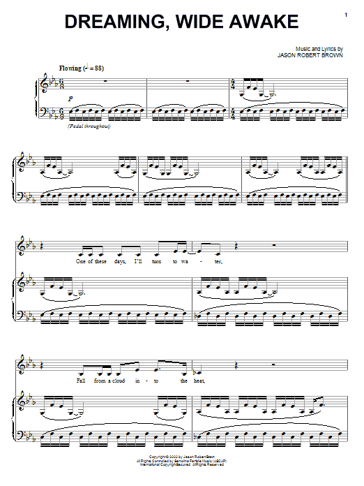 Jason Robert Brown Dreaming, Wide Awake sheet music notes and chords. Download Printable PDF.