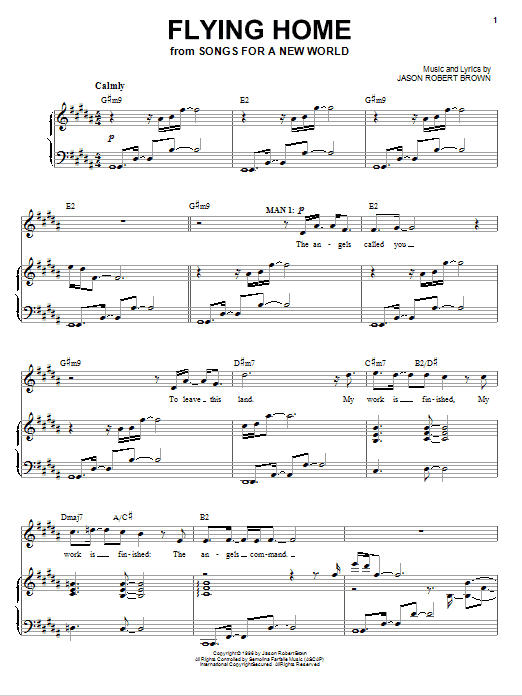 Jason Robert Brown Flying Home (from Songs for a New World) sheet music notes and chords. Download Printable PDF.