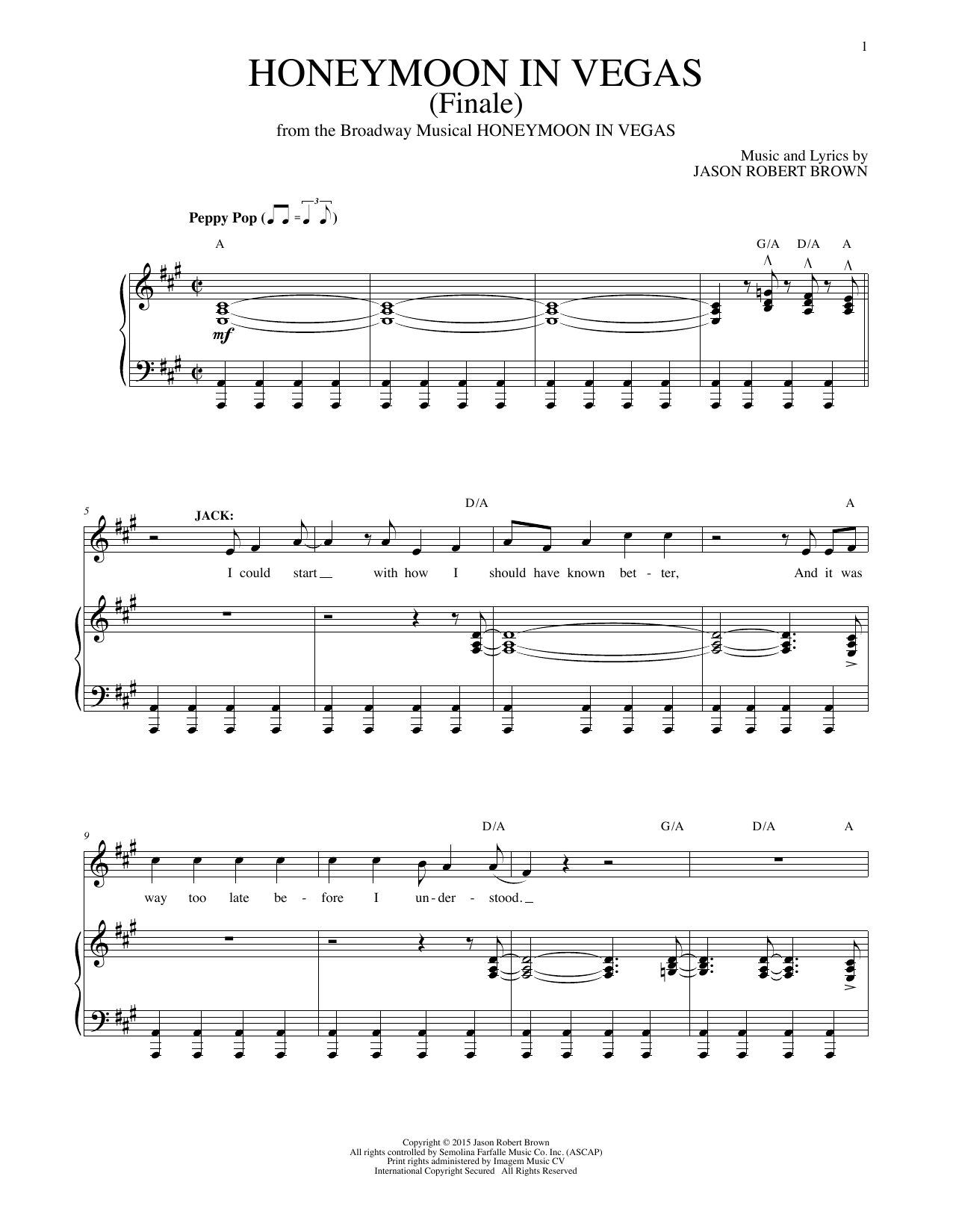Learn to play Jason Robert Brown Honeymoon In Vegas (Finale) sheet music for Piano & Vocal in minutes. Price: 7.8900$ Jason Robert Brown Honeymoon In Vegas (Finale) sheet music notes and chords arranged for Piano & Vocal