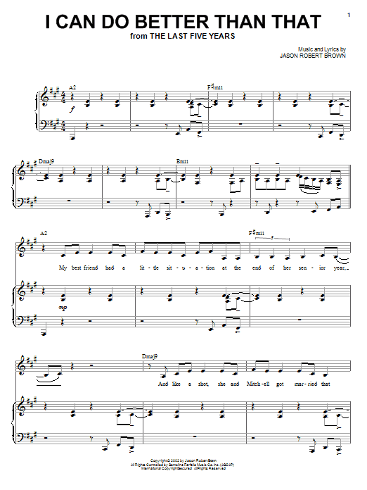 Jason Robert Brown I Can Do Better Than That (from The Last 5 Years) sheet music notes and chords. Download Printable PDF.