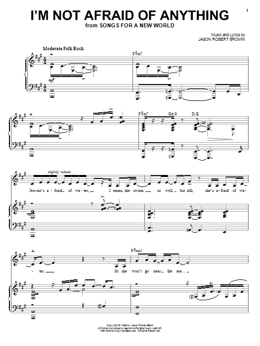 Jason Robert Brown I'm Not Afraid Of Anything (from Songs for a New World) sheet music notes and chords. Download Printable PDF.