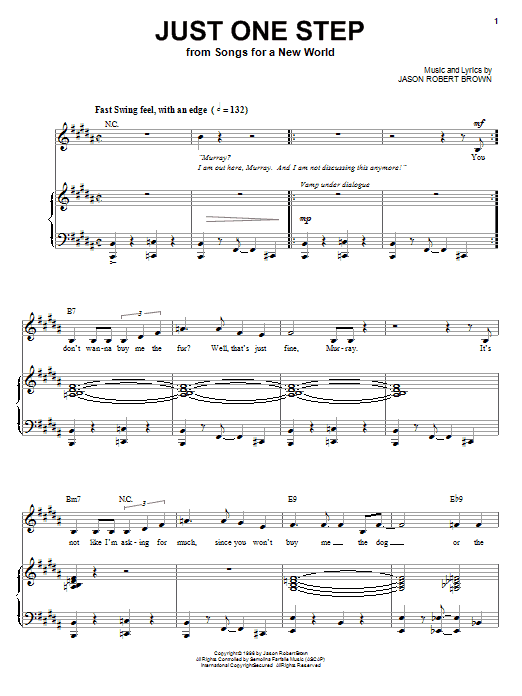 Jason Robert Brown Just One Step (from Songs for a New World) sheet music notes and chords. Download Printable PDF.