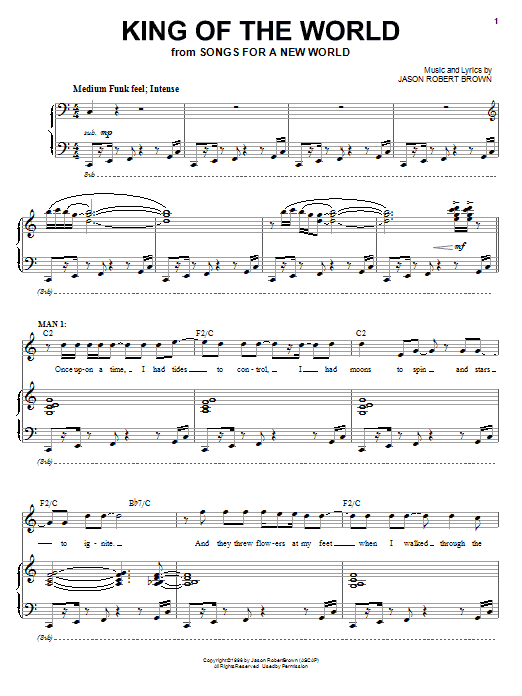 Jason Robert Brown King Of The World (from Songs for a New World) sheet music notes and chords. Download Printable PDF.