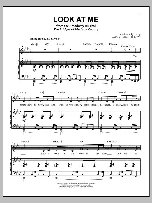 Jason Robert Brown Look At Me (from The Bridges of Madison County) sheet music notes and chords. Download Printable PDF.