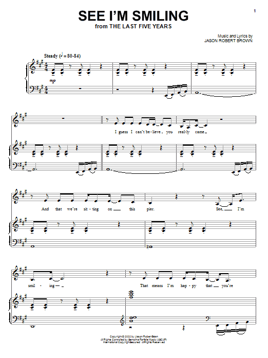 Jason Robert Brown See I'm Smiling (from The Last 5 Years) sheet music notes and chords. Download Printable PDF.