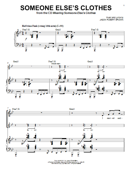 Jason Robert Brown Someone Else's Clothes (from Wearing Someone Else's Clothes) sheet music notes and chords. Download Printable PDF.