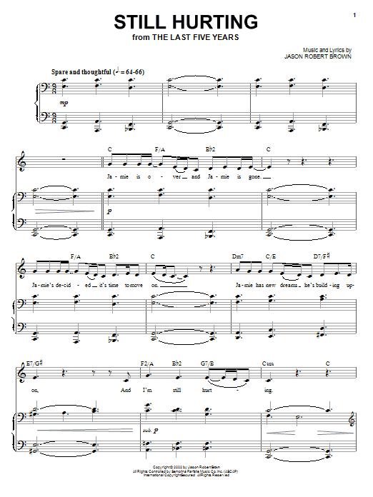 Jason Robert Brown Still Hurting (from The Last 5 Years) sheet music notes and chords. Download Printable PDF.