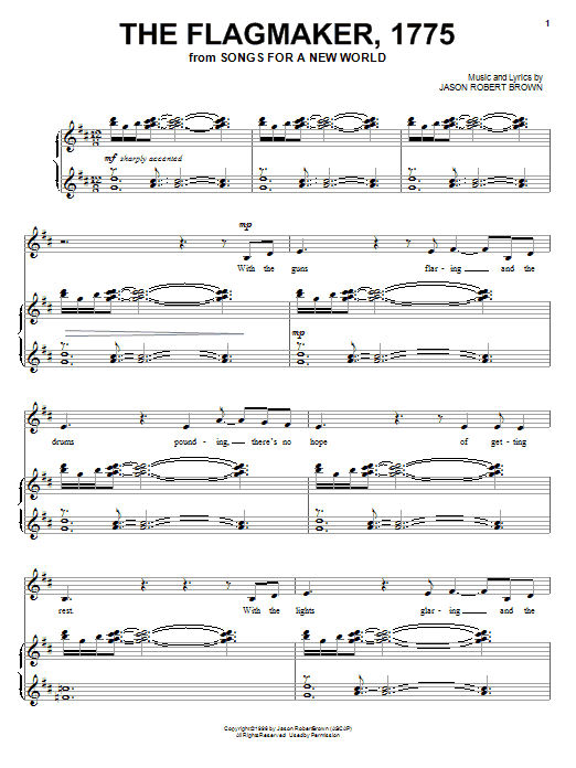 Jason Robert Brown The Flagmaker, 1775 (from Songs for a New World) sheet music notes and chords. Download Printable PDF.