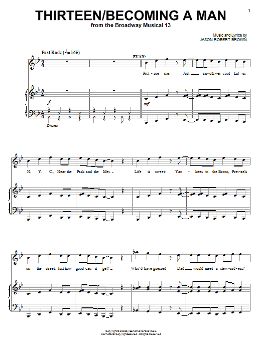 Jason Robert Brown Thirteen / Becoming A Man (from 13: The Musical) sheet music notes and chords. Download Printable PDF.