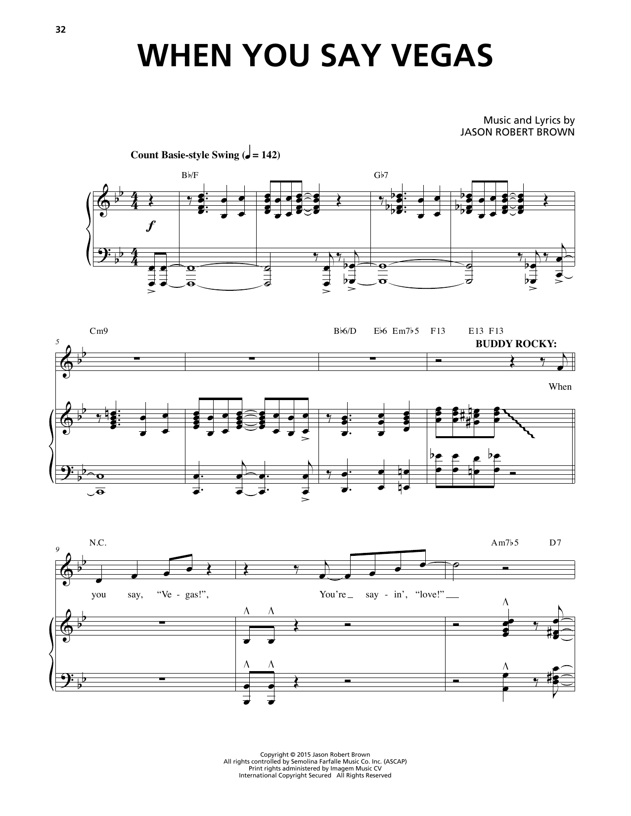 Jason Robert Brown When You Say Vegas sheet music notes and chords. Download Printable PDF.