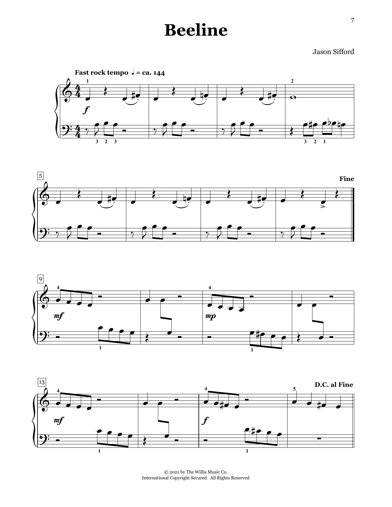 Jason Sifford Beeline sheet music notes and chords arranged for Piano Duet