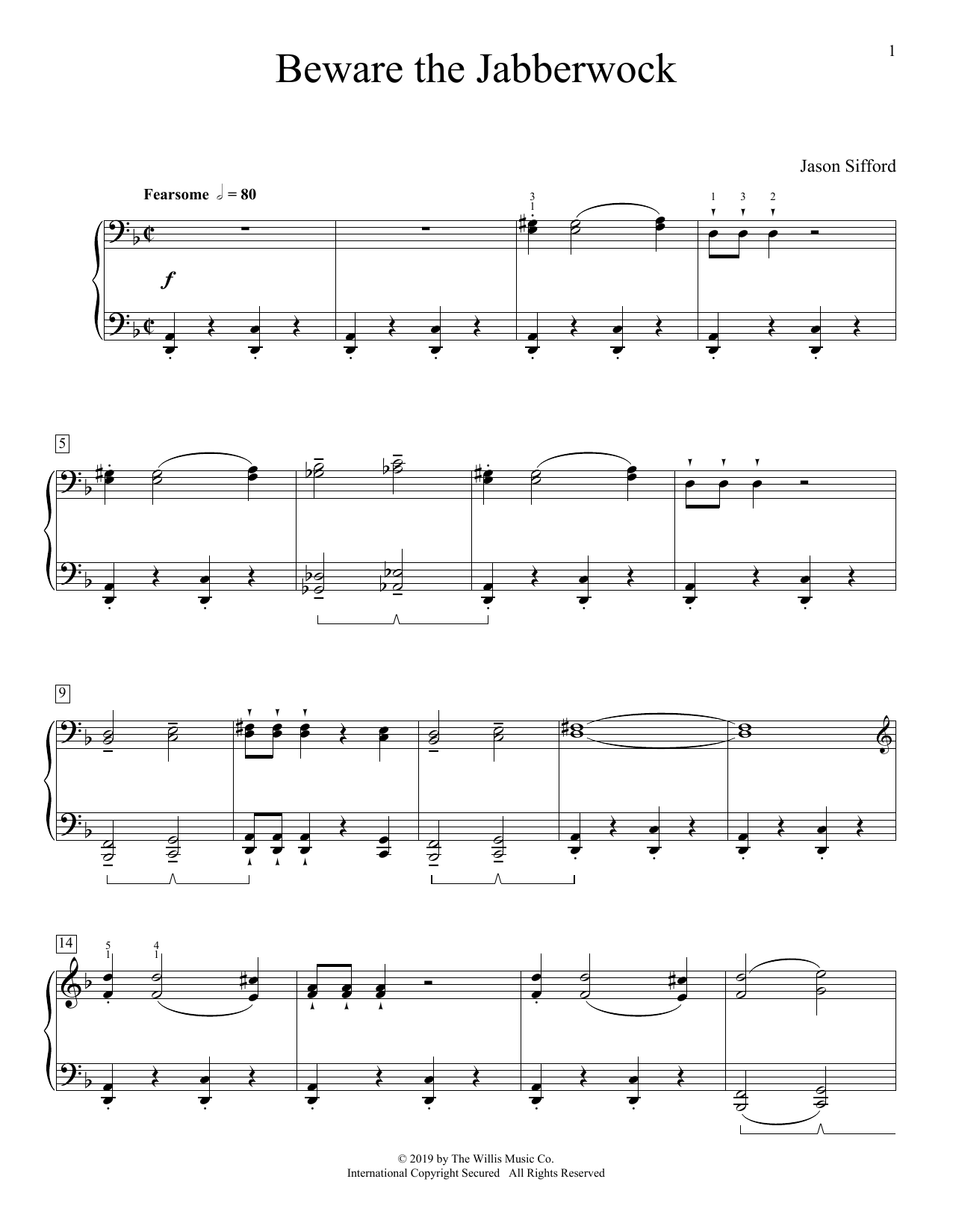 Jason Sifford Beware The Jabberwock sheet music notes and chords. Download Printable PDF.