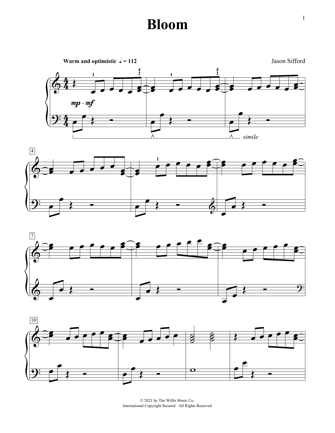 Jason Sifford Bloom sheet music notes and chords. Download Printable PDF.