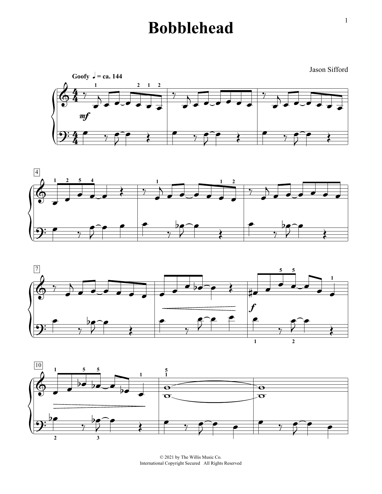 Learn to play Jason Sifford Bobblehead sheet music for Piano Duet in minutes. Price: 6.9900$ Jason Sifford Bobblehead sheet music notes and chords arranged for Piano Duet
